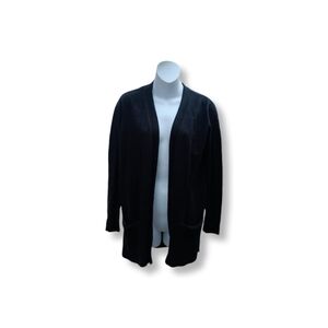Devotion By Cyrus Black Cardigan Sweater Open Front Rayon/Polyester/Nylon Size L